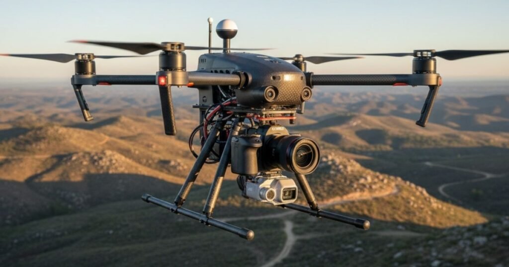 Drone DJI Matrice con módulo RTK realizando levantamiento topográfico y mapeo 3D - Aerovista Store